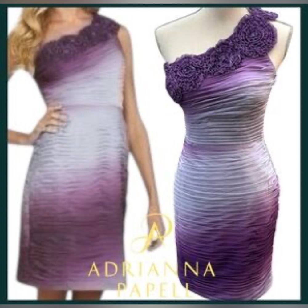 Adrianna Pappel Boutique Elegant One-Shoulder Purple Ruched Dress